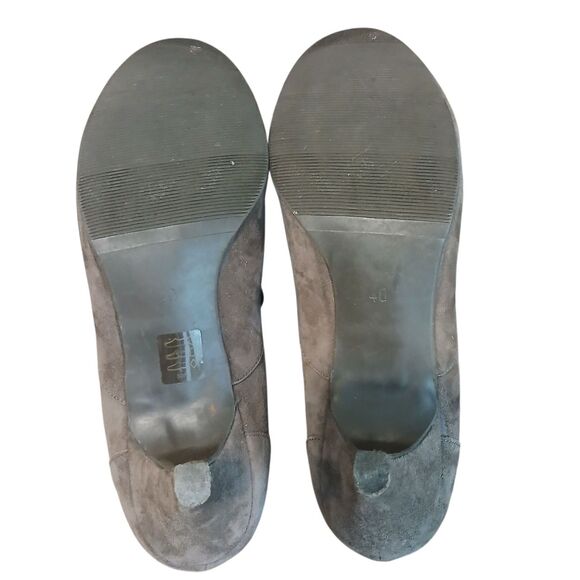 Andre' French Gray Suede Leather Sz 9 US Oxford Lace Heels Bootie Pump Dance - Picture 5 of 10